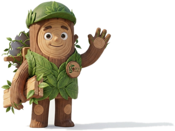 Mr. Utish, the Go Ply mascot, waving hello